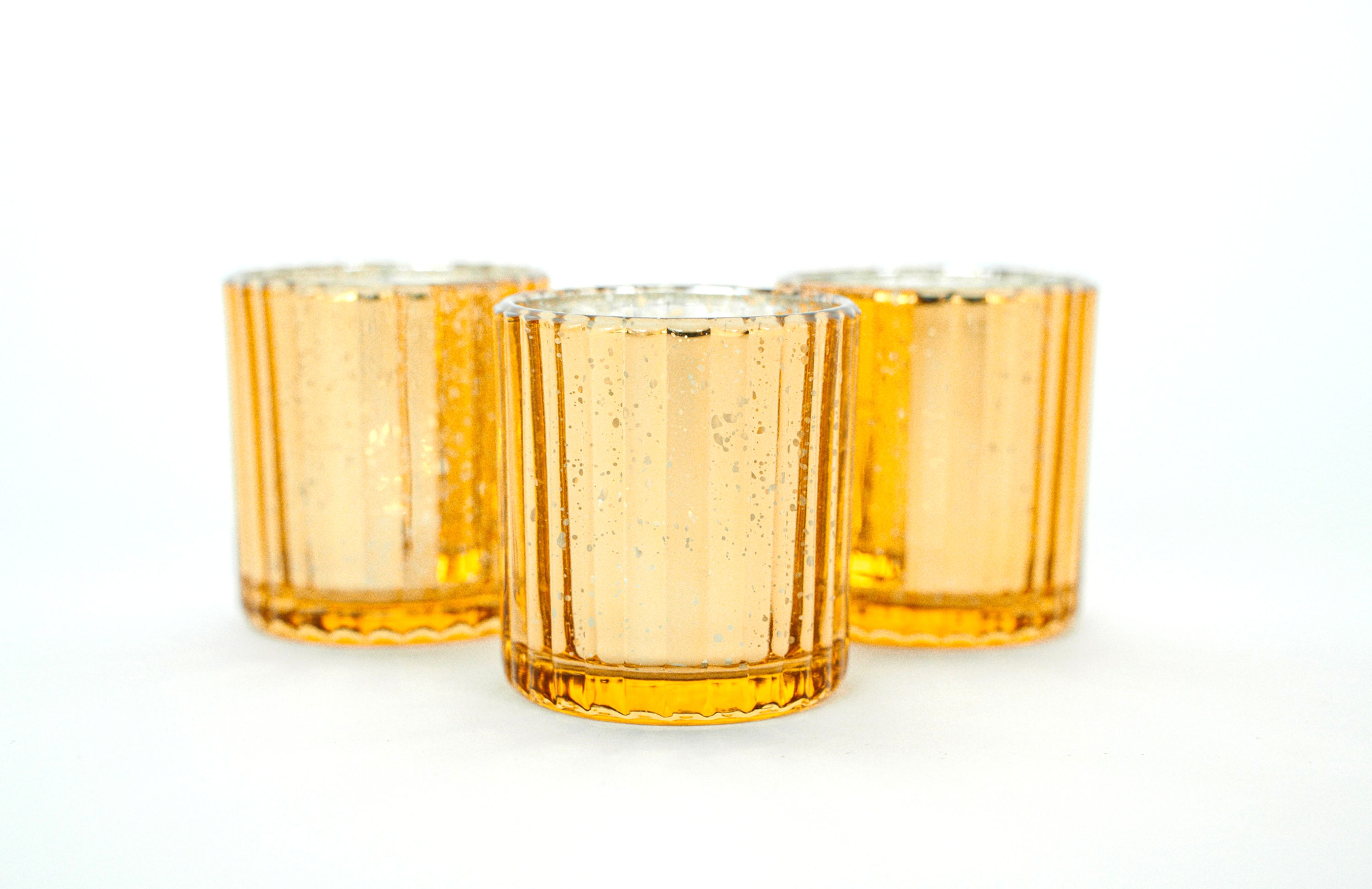 Gold Ribbed Votive Candle Holder