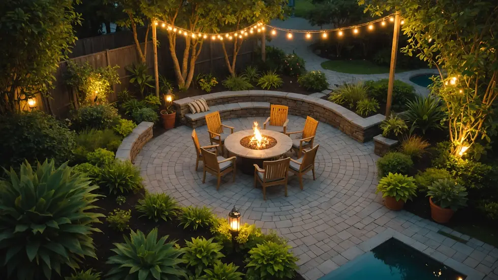 High angle view of a serene outdoor space with soft lighting