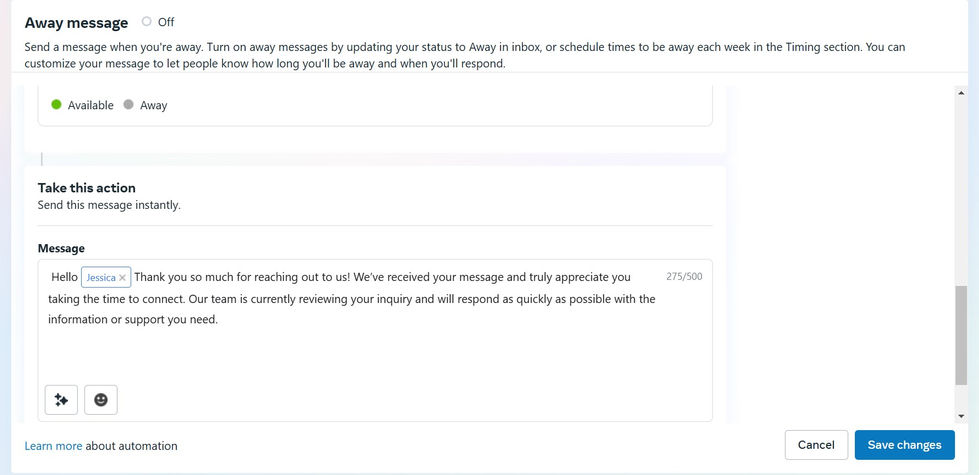 FB Away Message