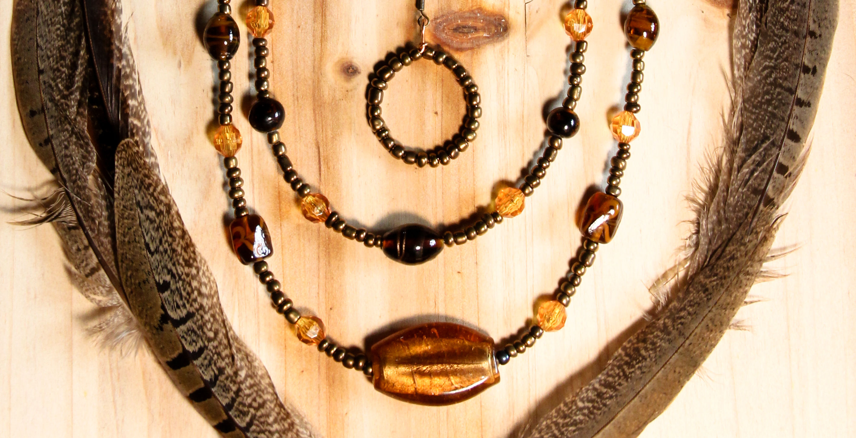 26" Glass Double-Brown Copper Necklace