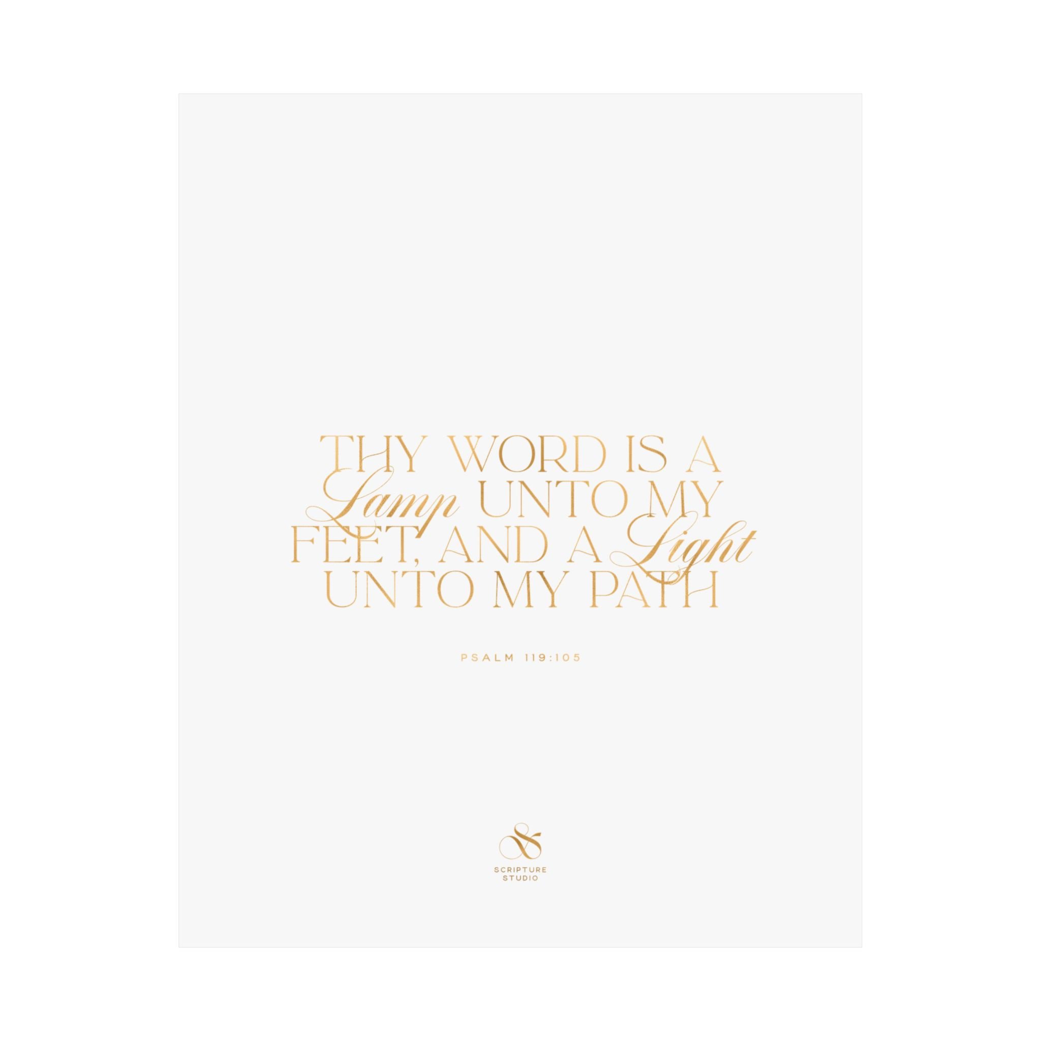 Poster Thy Word Is A Lamp Psalm 119:105 White
