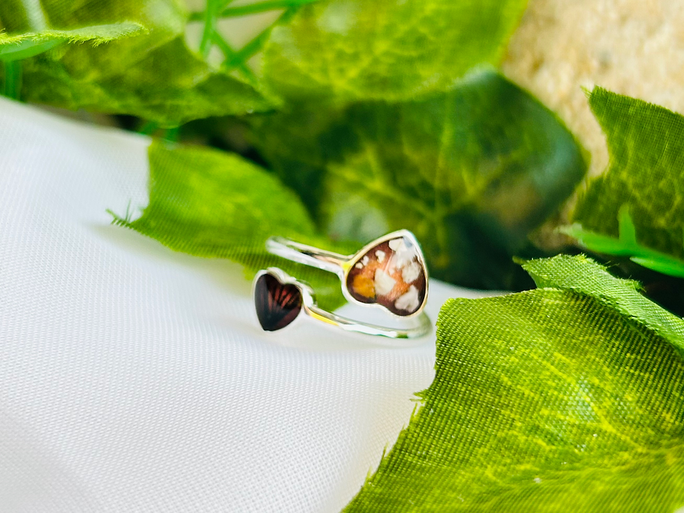 Thumbnail: Adjustable Double Heart Keepsake Inclusion Ring