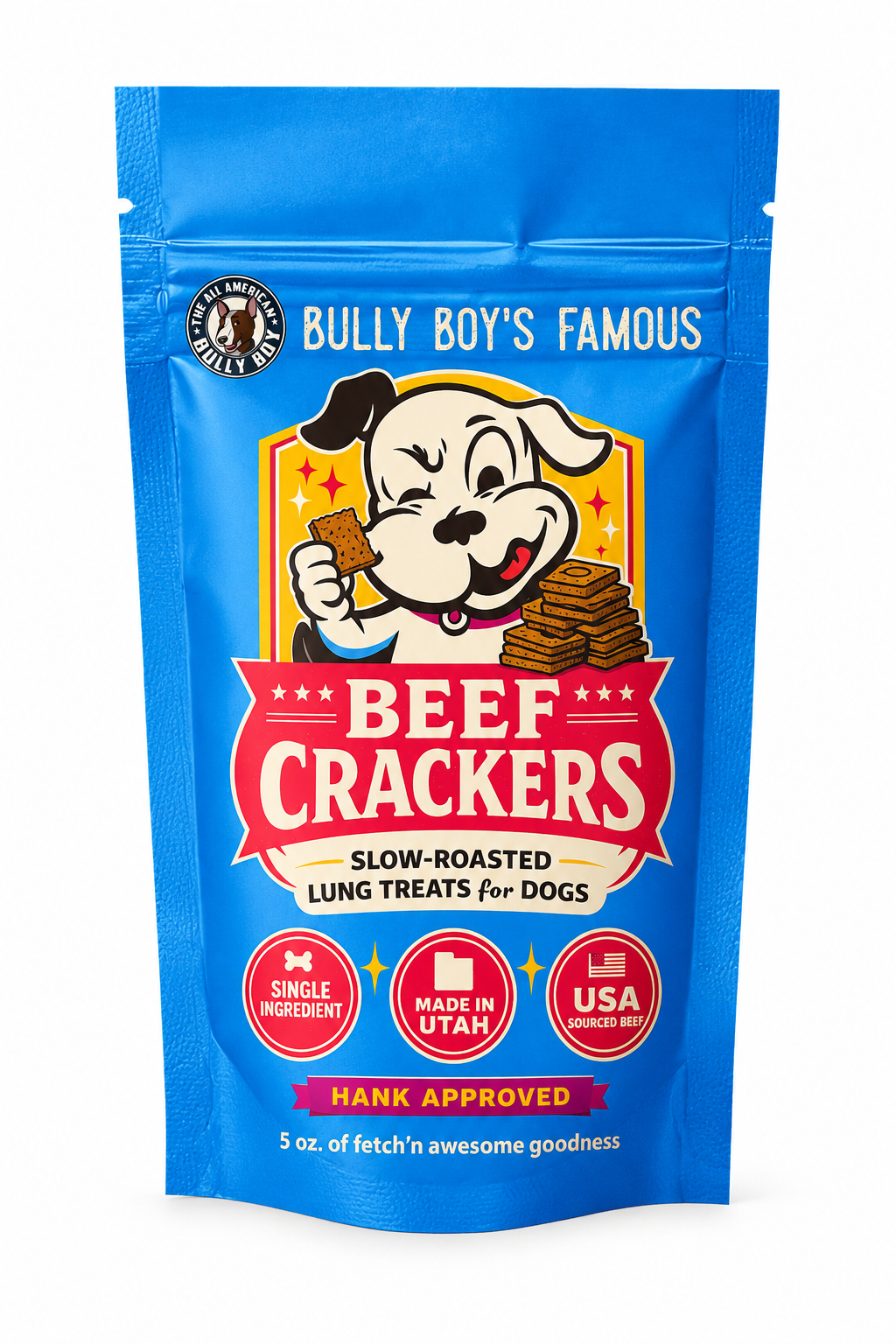 5 Ounce Bully Boy’s Famous Beef Crackers – Beef Lung - Made in Utah, USA Sourced