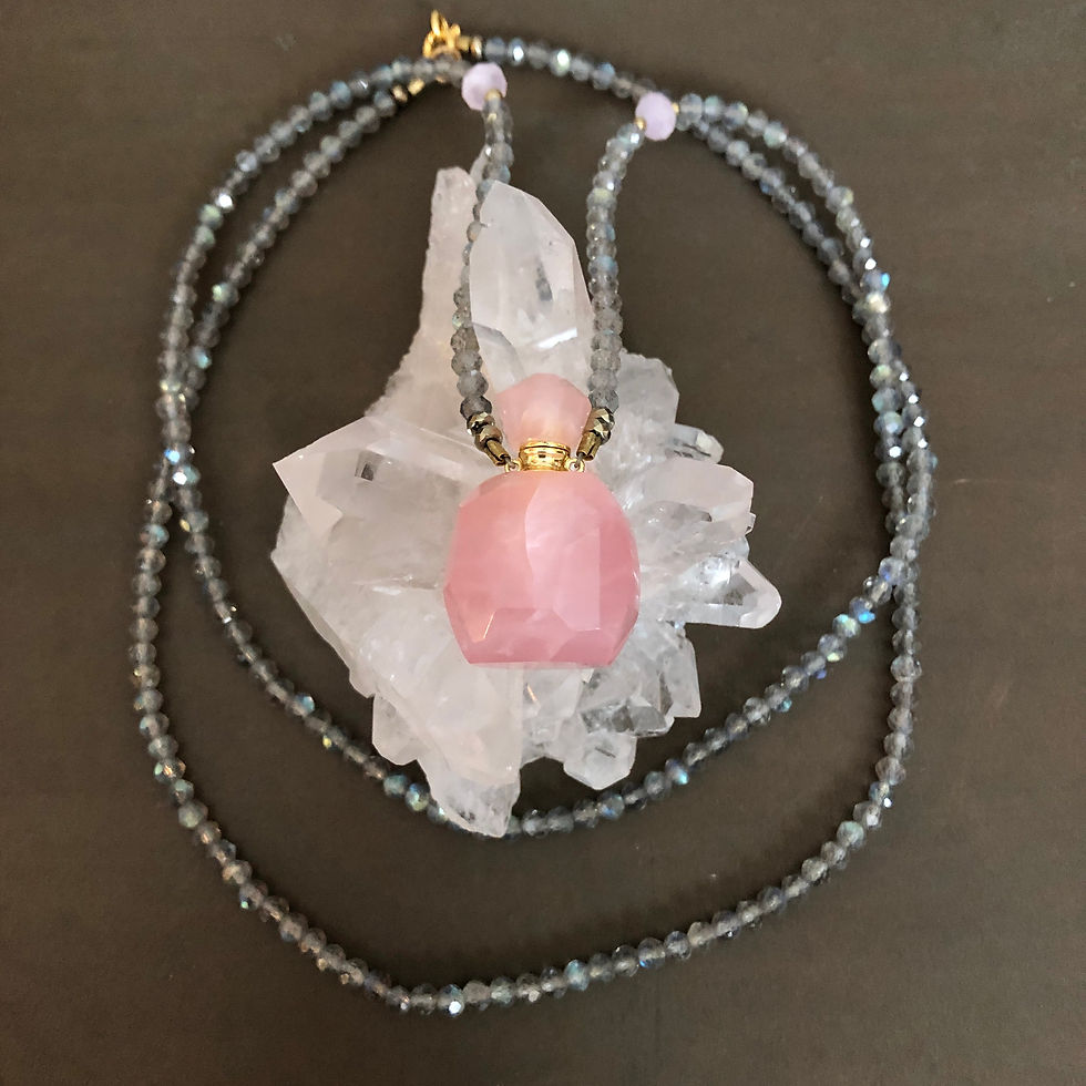 Thumbnail: The Pink Chalcedony perfume holder necklace - pretty in pink