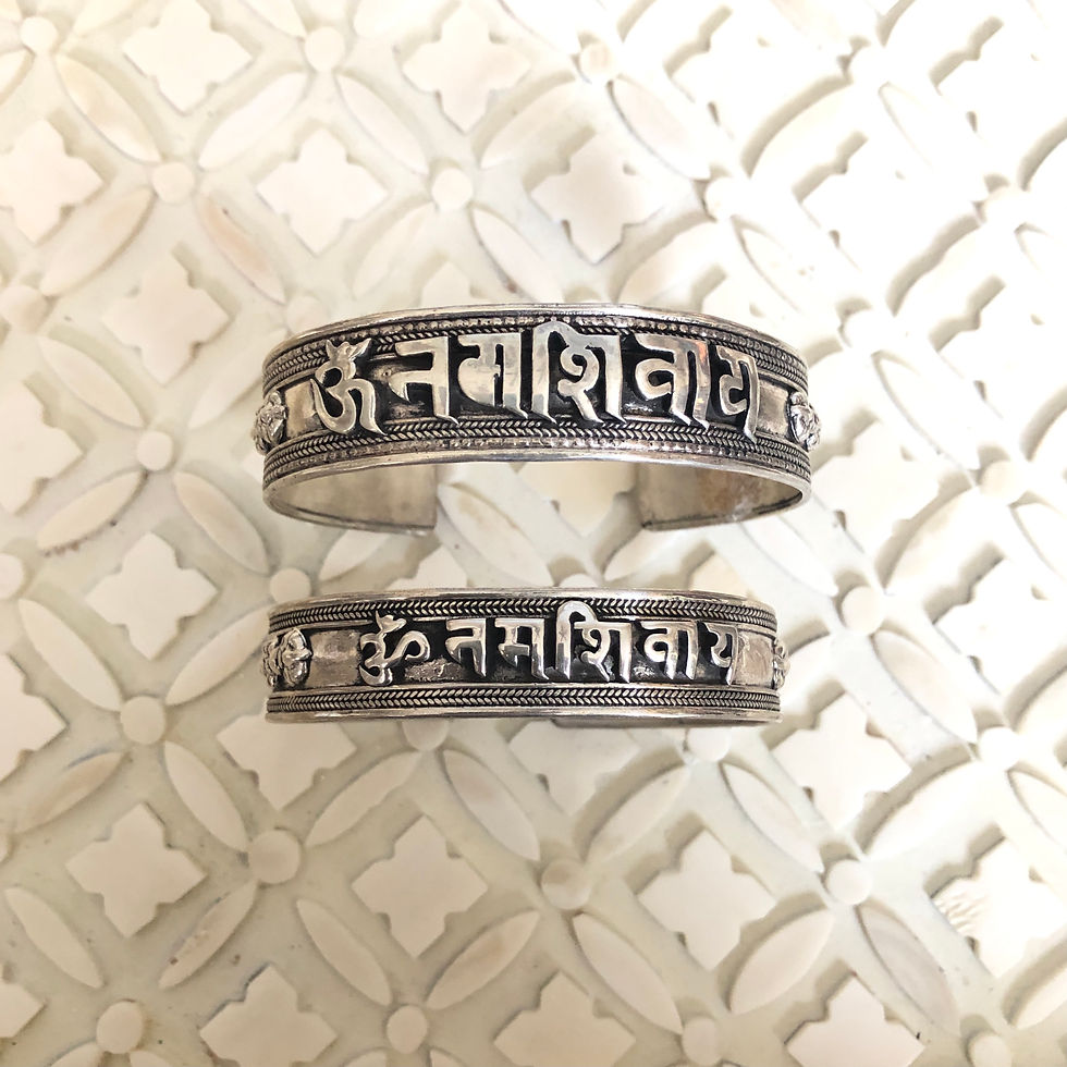 Thumbnail: The Breathe Deep Designs solid Sanskrit Om Namah Shivaya Cuff Bracelets