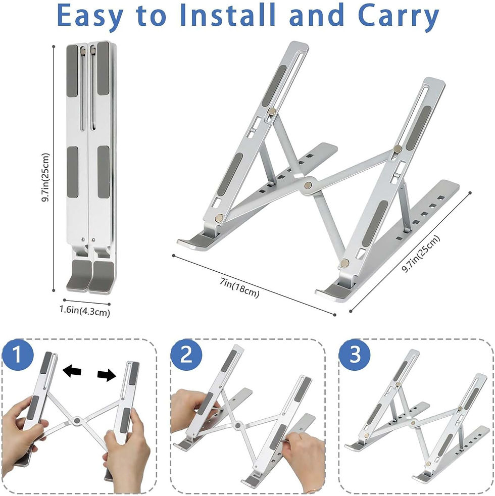 Thumbnail: Adjustable Aluminum Laptop Stand for 10"-15.6" Devices – Portable Foldable Noteb