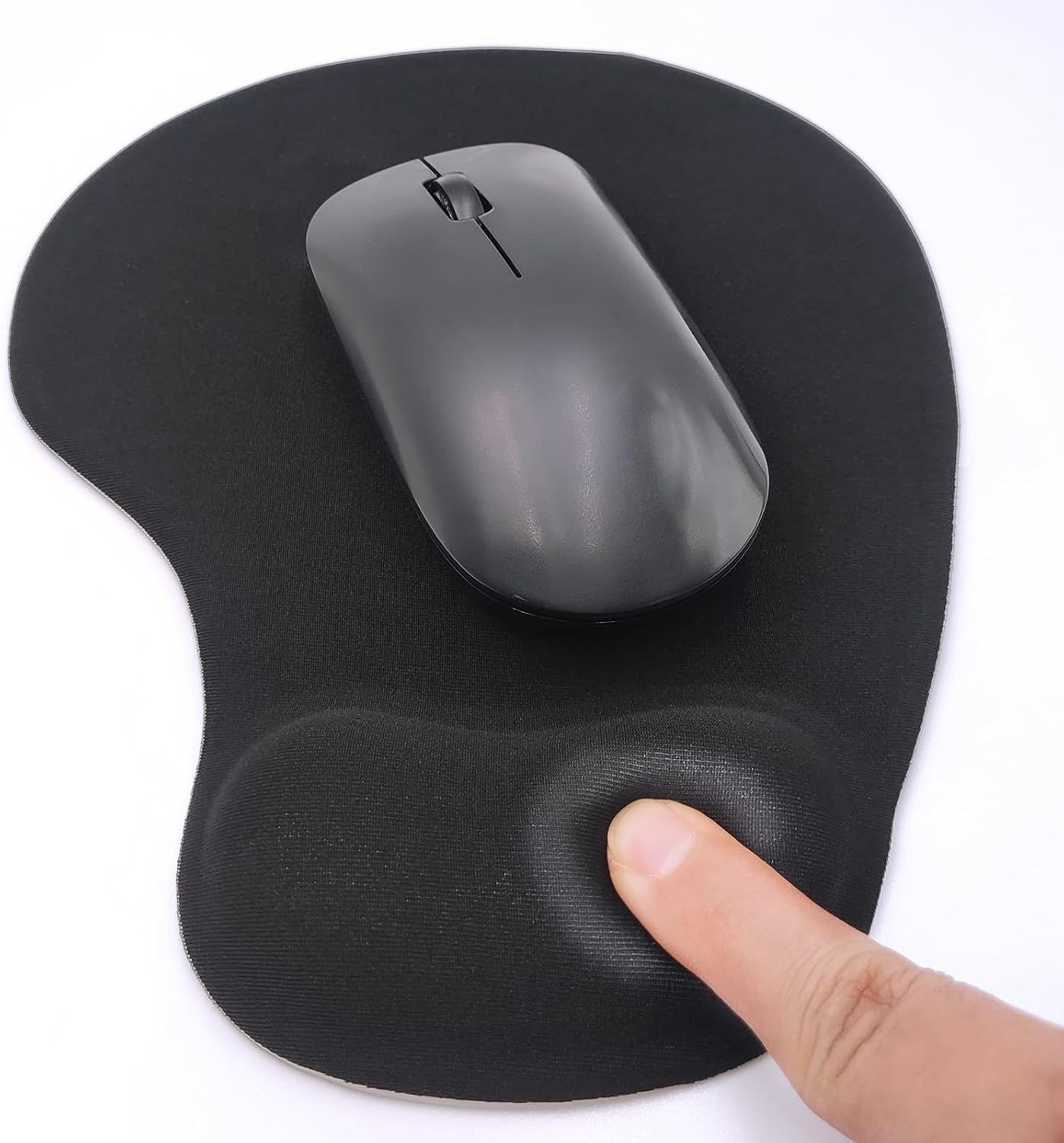 Ergonomic Mouse Pad with Silicone Wrist Support & Non-Slip PU Base Black
