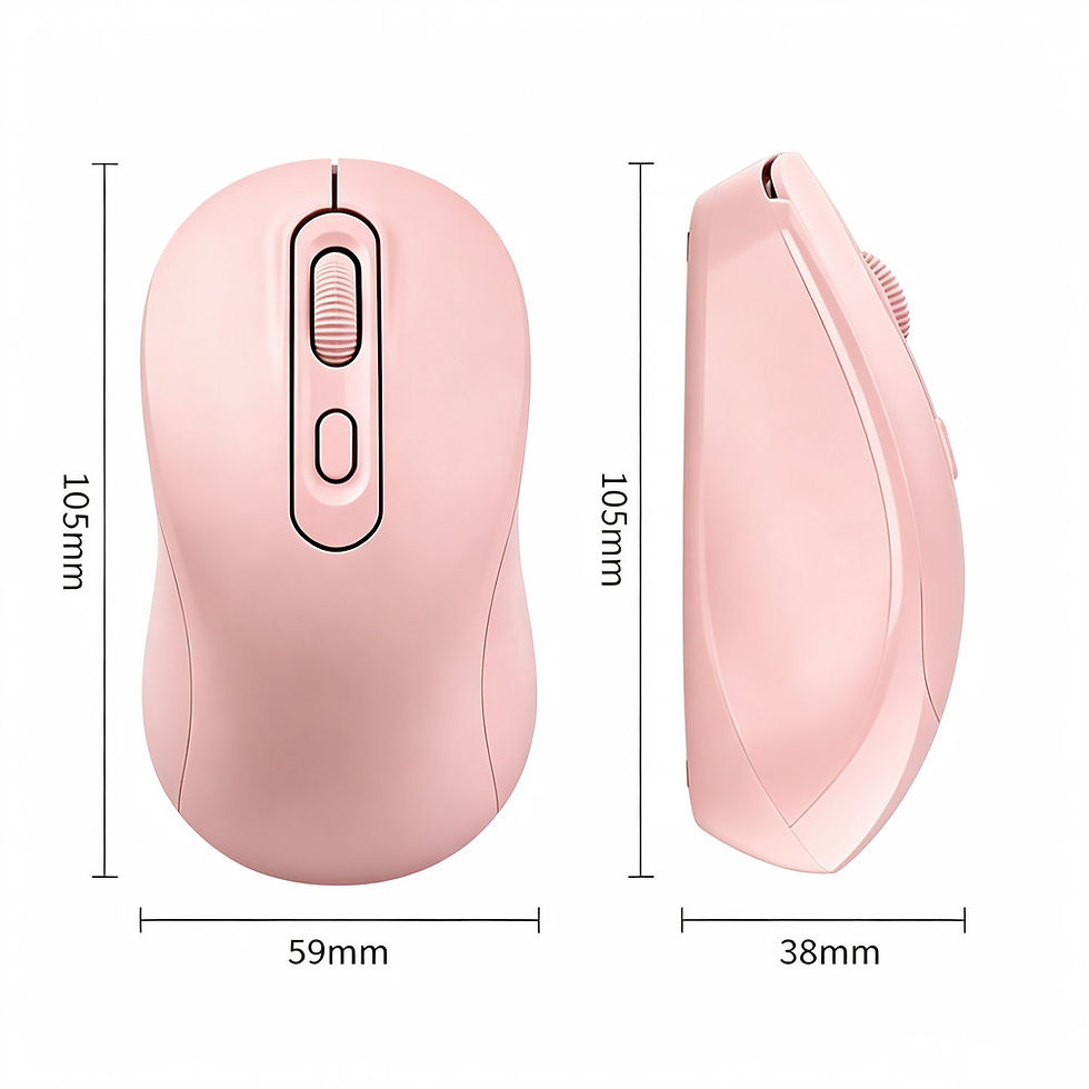 Thumbnail: Rechargeable Optical 1600 DPI Wireless Mouse, Type-C, Bluetooth & 2.4GHz: Salmon