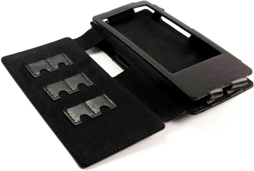 Custodia In Ecopelle Tuff-Luv Per Lettore MP3 FiiO X7 E X7 II - Protezione In Pelle Sintetica Con Slot Per Schede - Colore Nero