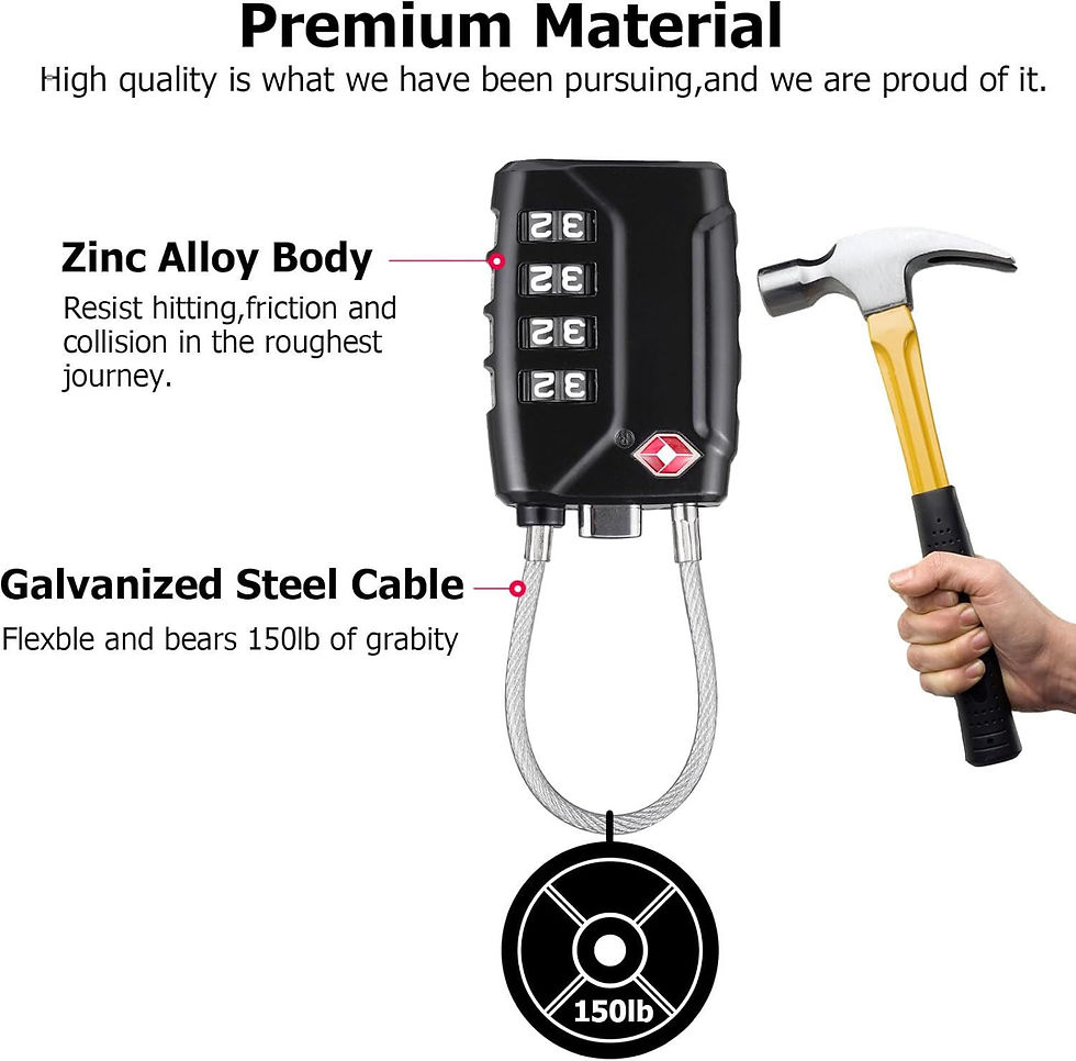 Thumbnail: TSA 4-Digit Combination Alloy Lock for Luggage and Travel Security [Set of 2]