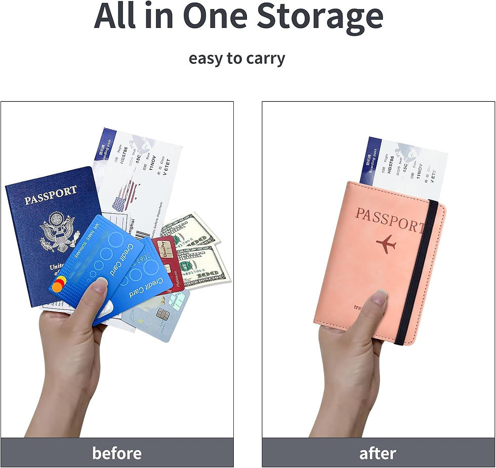 Thumbnail: RFID Passport Holder + Luggage Tag Set – PU Leather Travel Wallet : Pink
