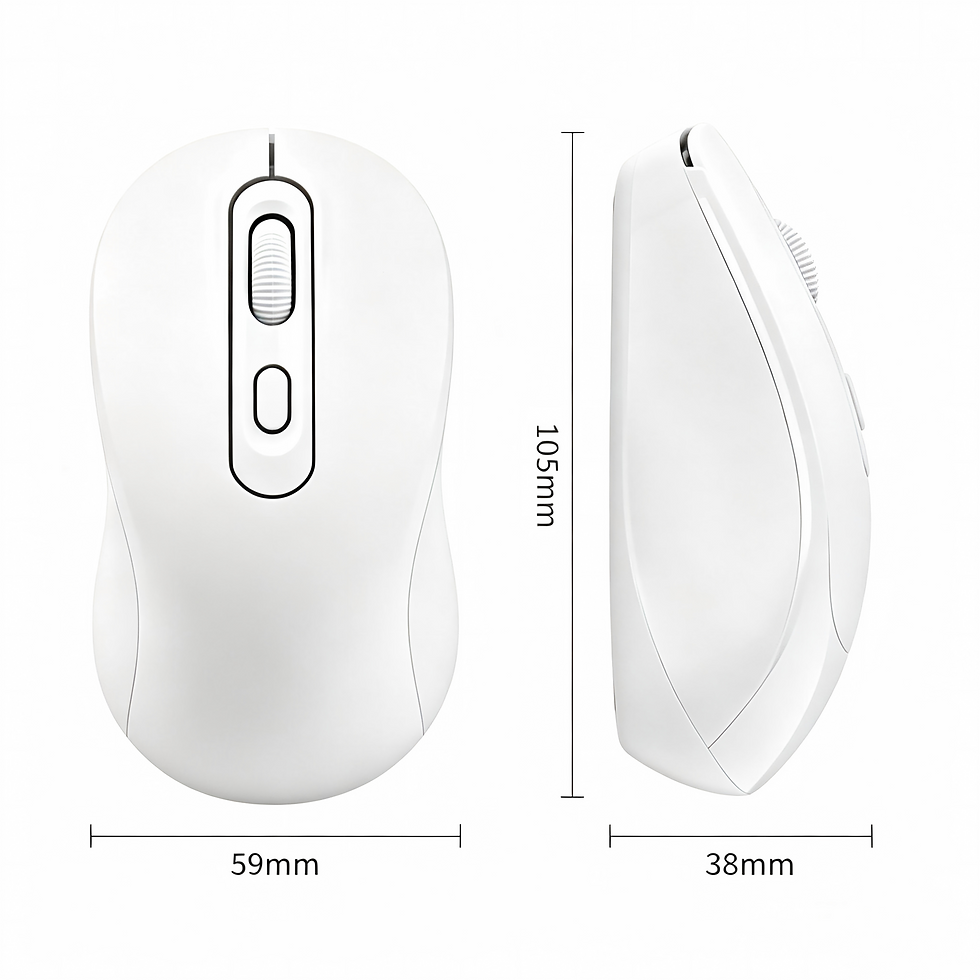 Thumbnail: Rechargeable Optical 1600 DPI Wireless Mouse, Type-C, Bluetooth & 2.4GHz: White
