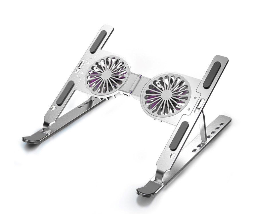 Ergonomic Adjustable Aluminum Laptop Stand with Dual Cooling Fans