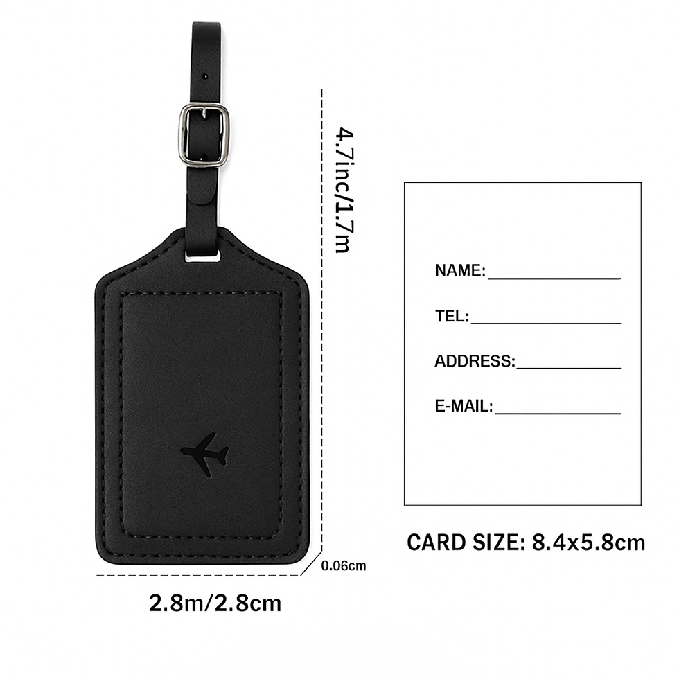 Thumbnail: RFID Passport Holder + Luggage Tag Set – PU Leather Travel Wallet : Black