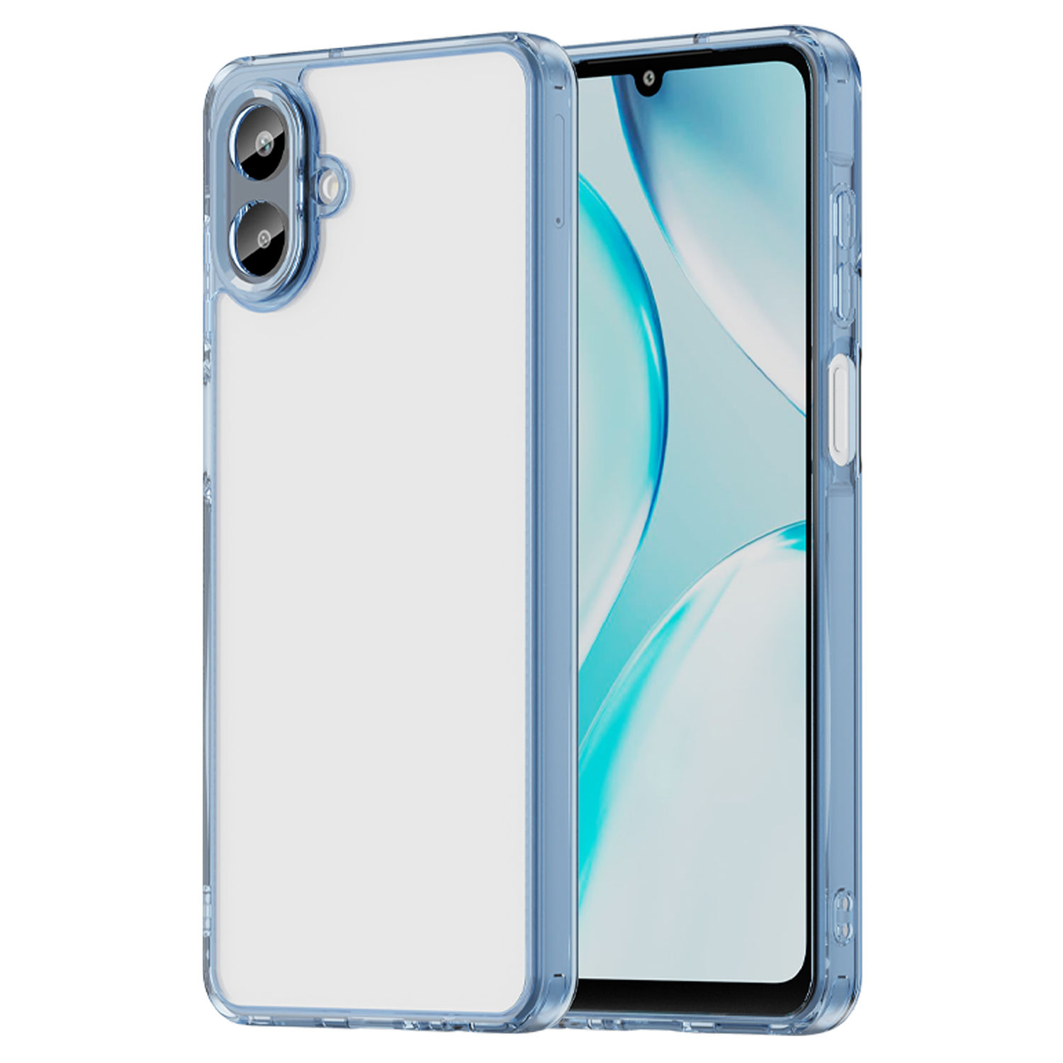 TUFF LUV CrystalEdge Clear TPU Case Compatible With Galaxy A08 - Blue