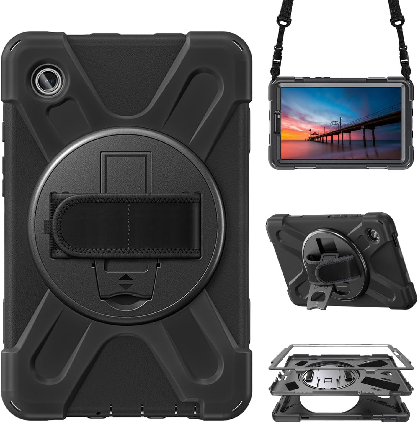 Armour Jack Rugged Galaxy Tab A11 Plus [2025] Case with Strap – Black