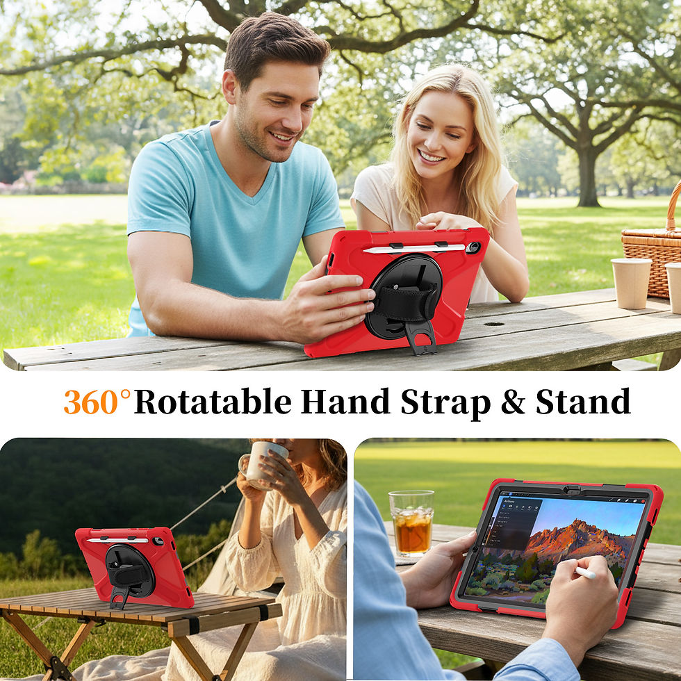 Thumbnail: Armour Jack Rugged Case with Shoulder Strap for Galaxy Tab S11 X730/X736: Red