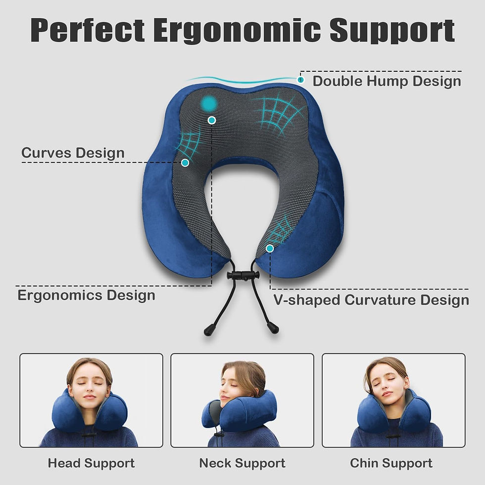 Thumbnail: Travel Bliss Memory Foam Travel Pillow Set with Eye Mask & Ear Plugs: Blue