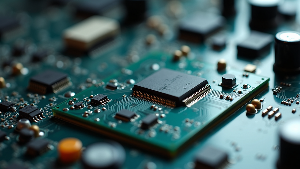 Close-up view of a circuit board with electronic components