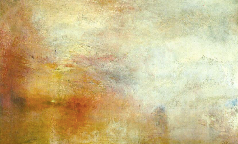 Soleil couchant sur un lac, vers 1840