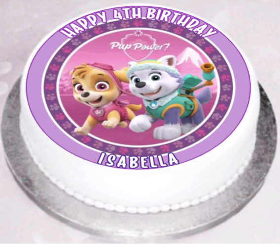 PAW PATROL PUP POWER PINK PERSONALISED EDIBLE CAKE TOPPER