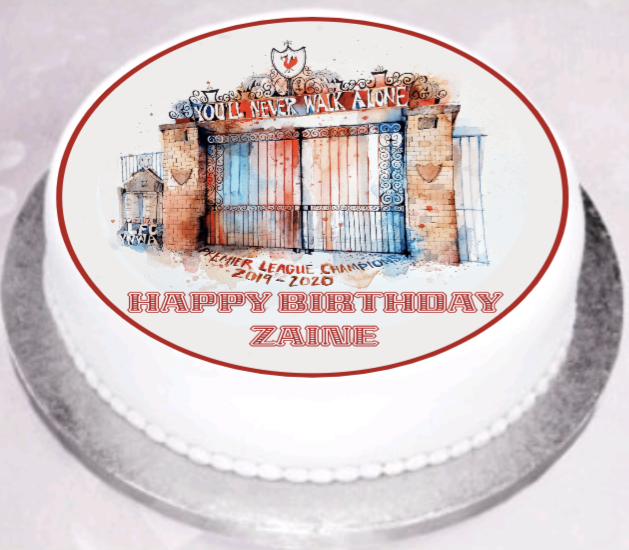 LIVERPOOL SHANKLEY GATES ROUND PERSONALISED EDIBLE CAKE TOPPER