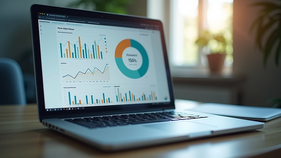 Close-up view of a digital marketing dashboard on a laptop screen