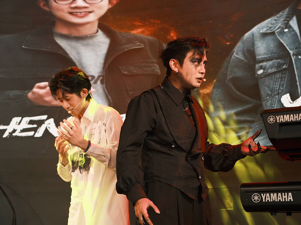 Sheng Da and Yi Da performing together at the Vocal Collective Showcase 2026 after months of dedicated vocal training and rehearsal.