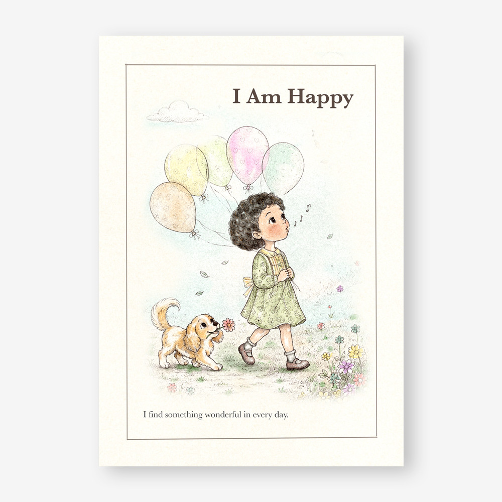 I Am Happy affirmation print by Little Curly