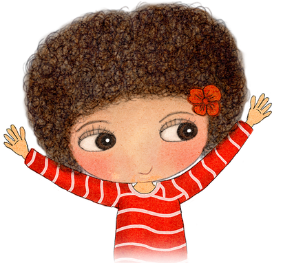 Little Curly, happy kids affirmation cards, positive affirmations for kids, illustration of happy girl, mindfulness kids, ella parry, i am happy affirmations, i am affirmations, i am me affirmation cards, kind worlds for kids