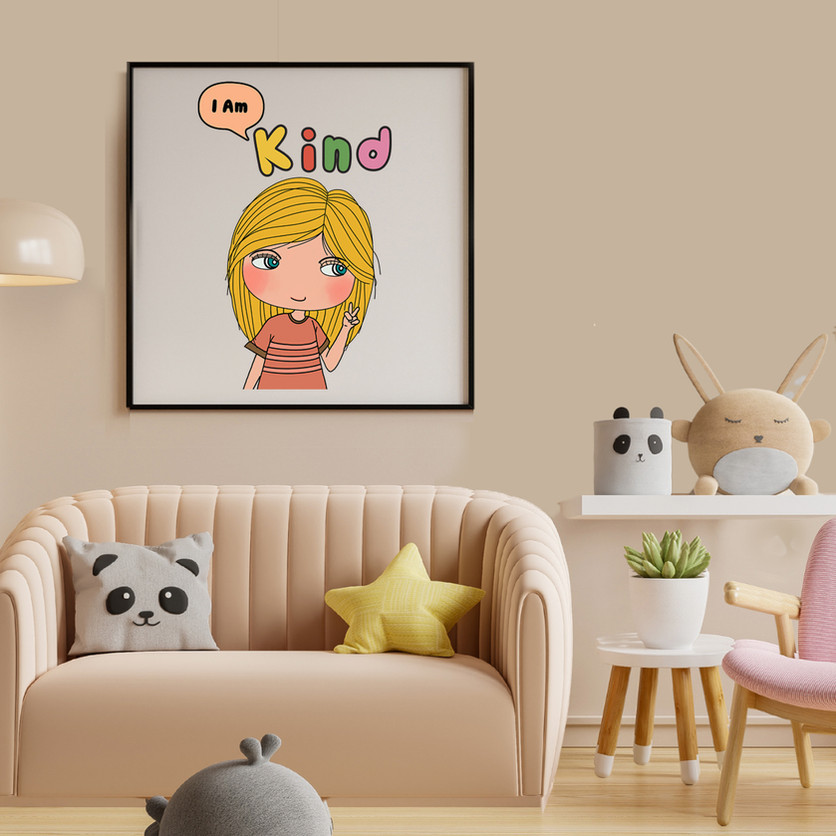 nursery wall art affirmation – I Am Kind kids print in children’s room