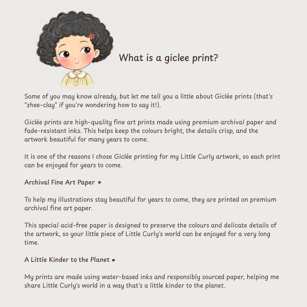 Story and description for Well... I Tried illustration print from the Little Curly Story Print Collection.