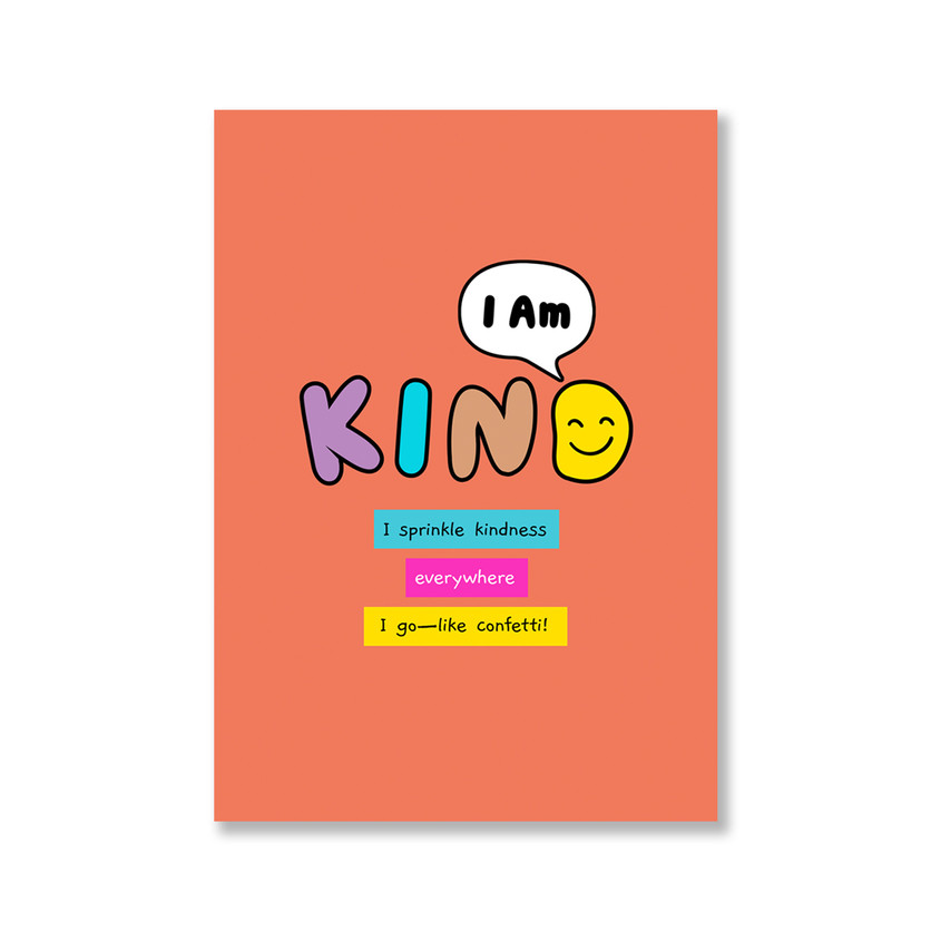 I Am Kind affirmation print – colourful kindness wall art by Little Curly