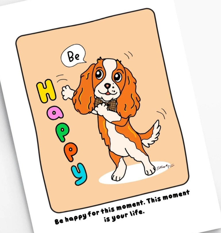 Be Happy Mindfulness Art Print - Little Curly