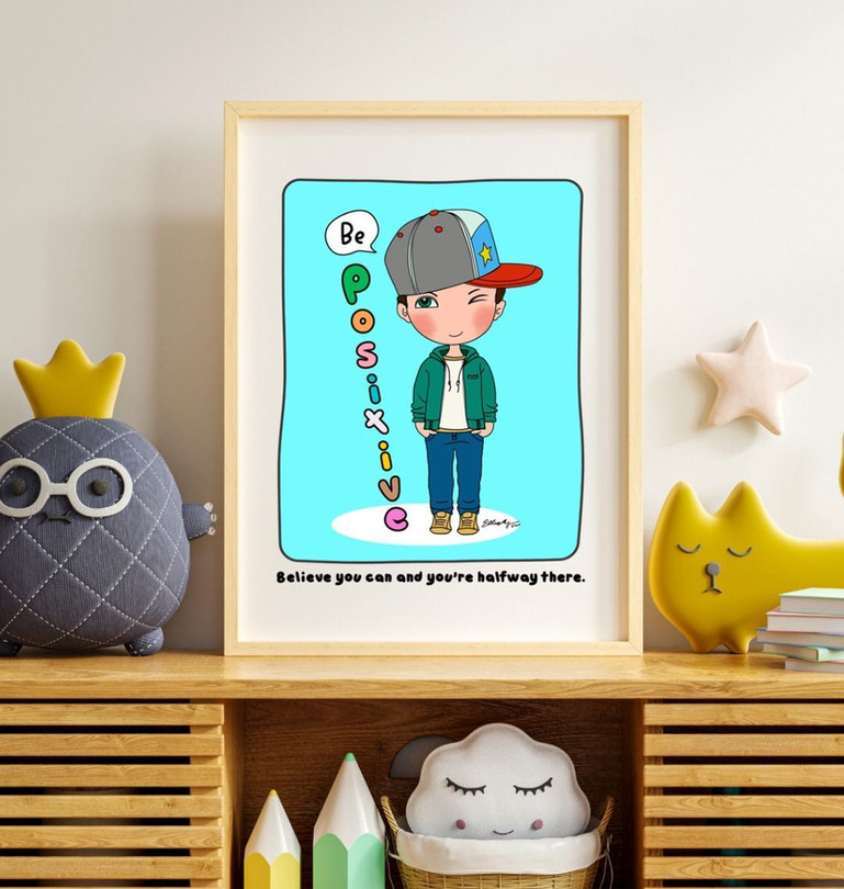 Be Positive Mindfulness Art Print - Little Curly