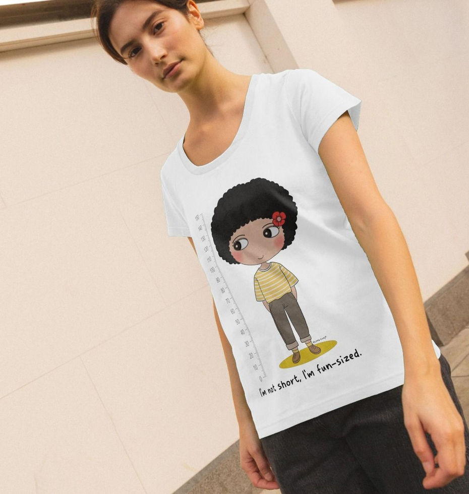 Check out our "I'm not short, I'm fun-sized" Affirmations Scoop Neck Tees. T