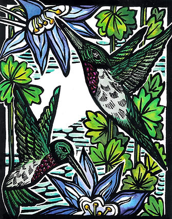 Discovery Linocut with Watercolor 10''x12'' Ramona LapsleyPPLD (1).jpg