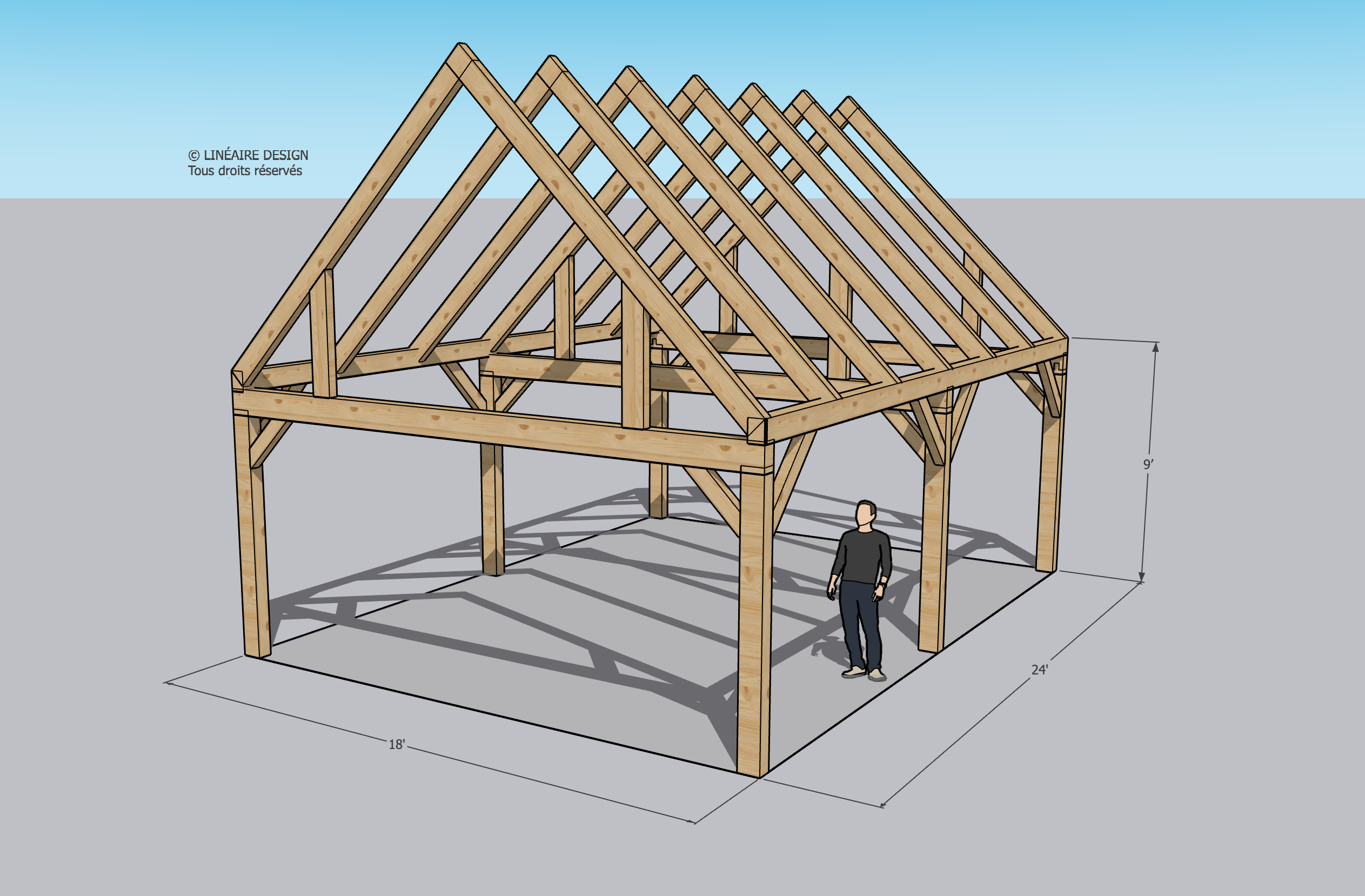 Kit Charpente POLYVALENTE Bi-Pente 18x24