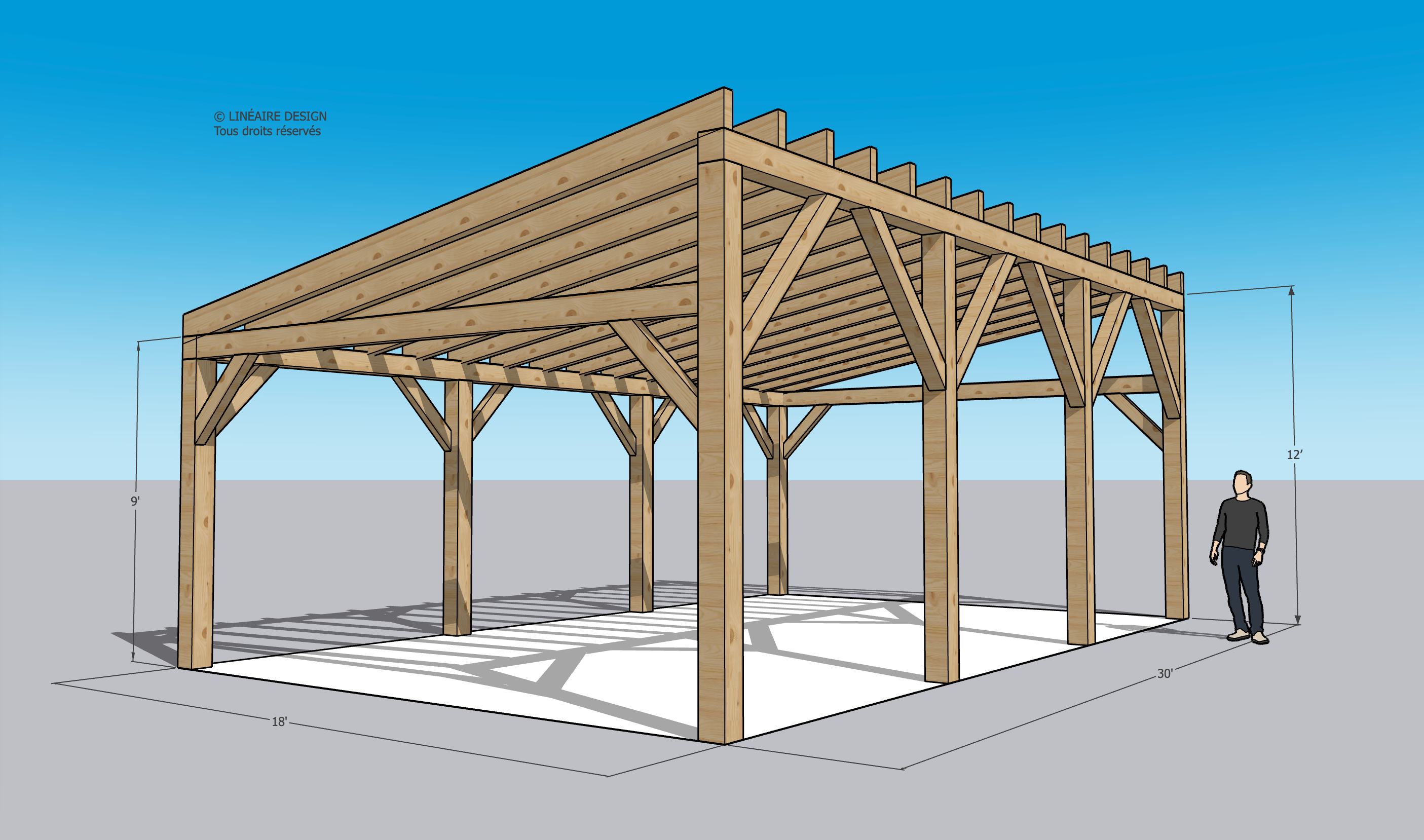 Kit Charpente POLYVALENTE Monopente 18x30