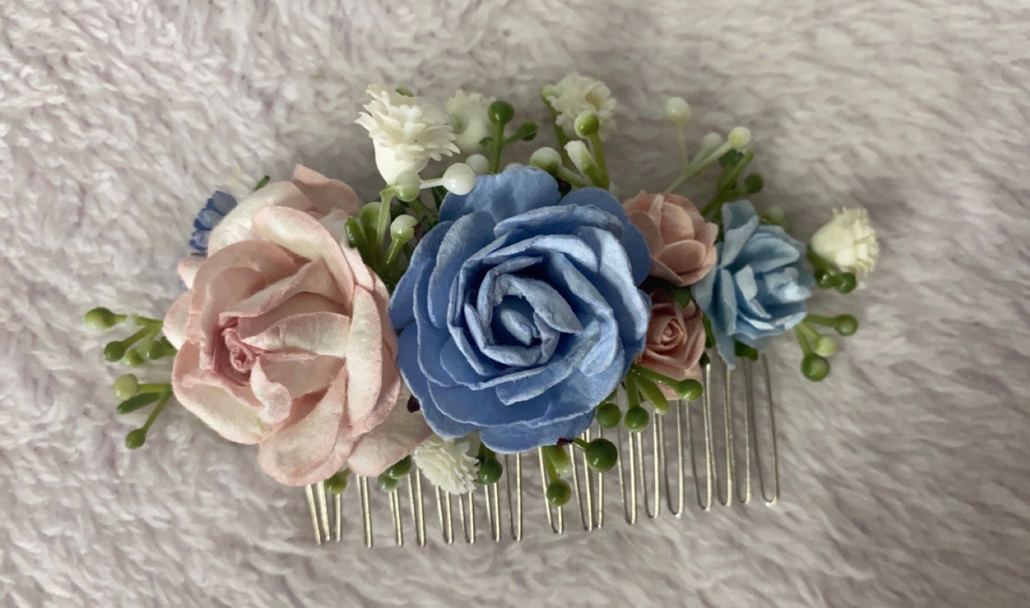 Dusky Blue & Blush Pink Hair Comb
