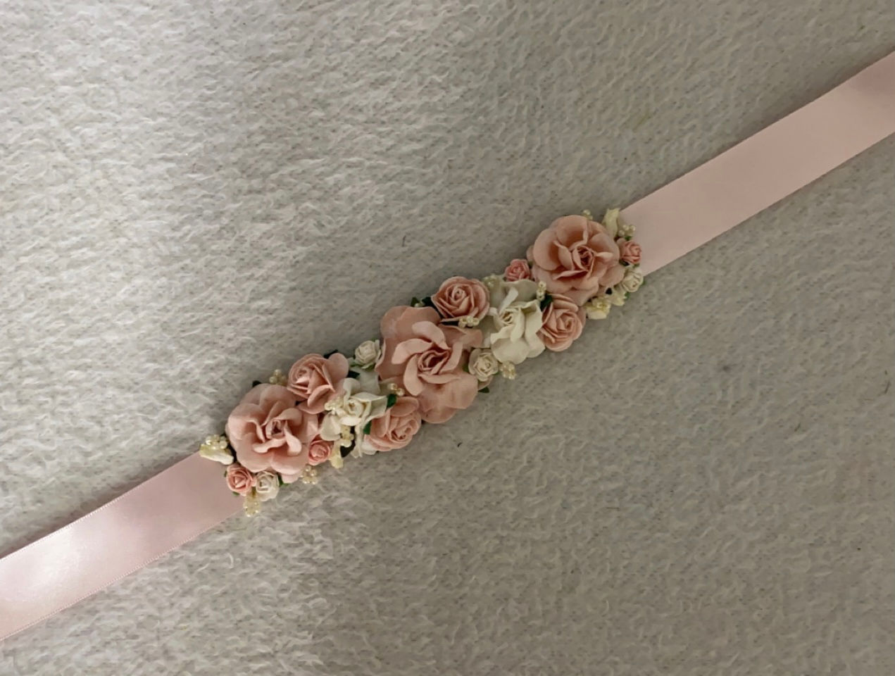 Blush Pink, Ivory & Pearl Flower Girl Belt