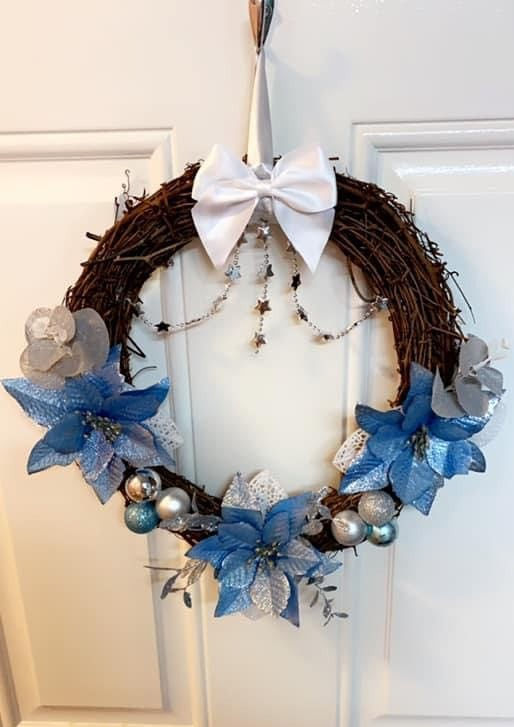 Half Icy Blue & Silver Wreath