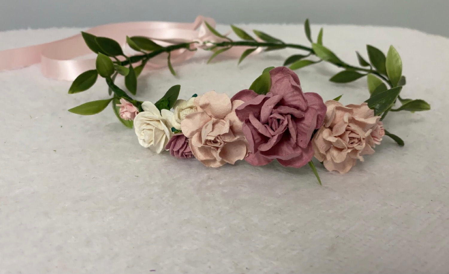 Dusky Pink, Blush & White Flower Crown