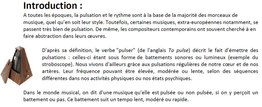 Texte qui explique la pulsation
