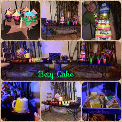 mesa de postres neon