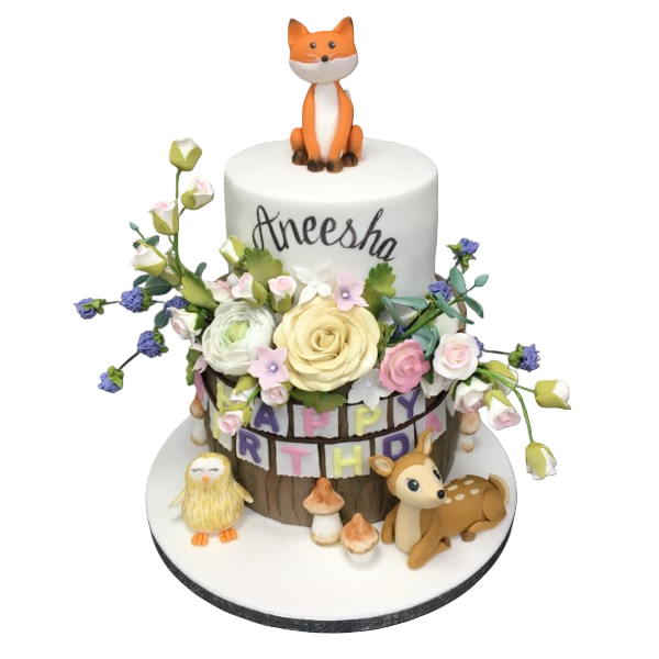 Bespoke celebration cake with pastel flower decorations in Solihull, West Midlands.