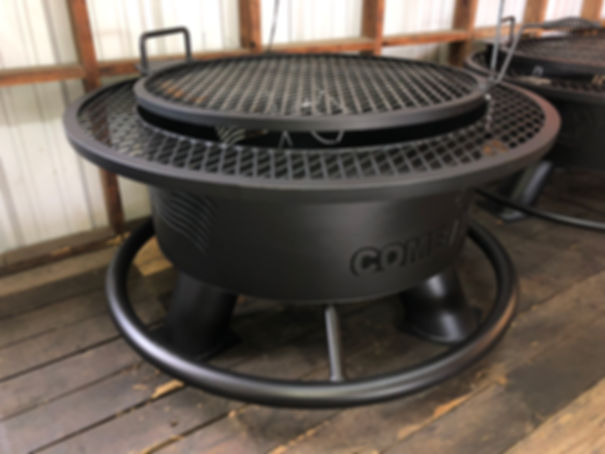 Standard father in law with a regular adjustable grill and a 2" sole saver foot rest carbon steel heavy duty fire pit Wilke's Badass Pits come and take it Texas