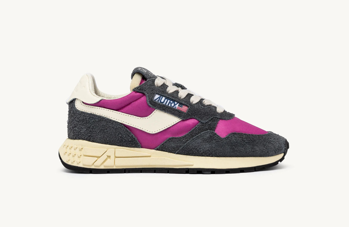 REELWIND LOW SNEAKERS IN FUCHSIA AND WHITE NYLON AND SUEDE