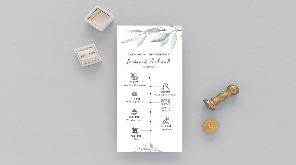 Timeline, Hochzeitstag Details, Zeitplan Agenda, Programm zum ausdrucken