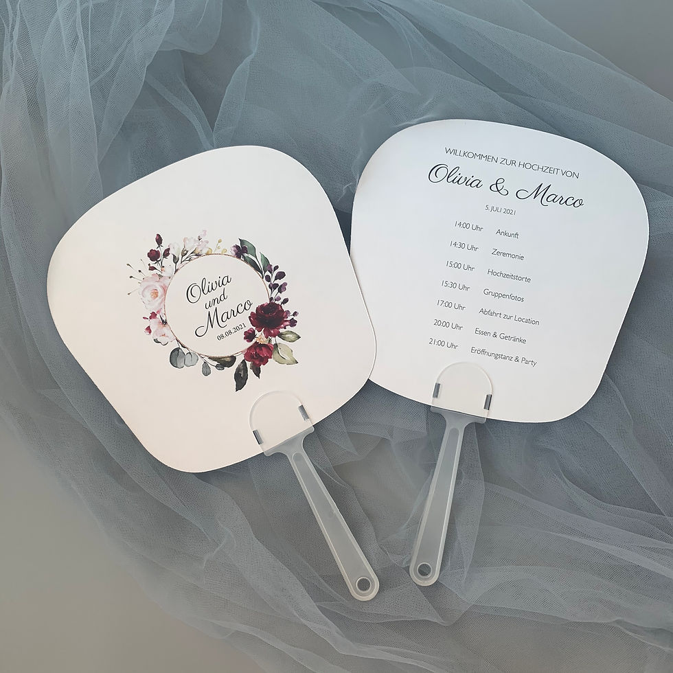 Miniature : Handfächer mit personalisiertes Programm, Tagesablauf Hochzeit